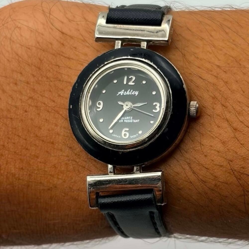 Silver & Black Ashley Watch